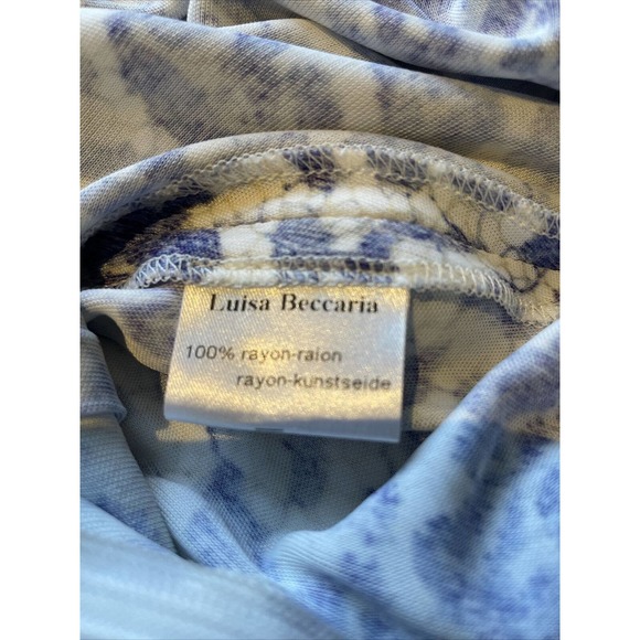 Luisa Beccaria Dress Size 42 periwinkle blue white knit shirred front Italy - Picture 10 of 14
